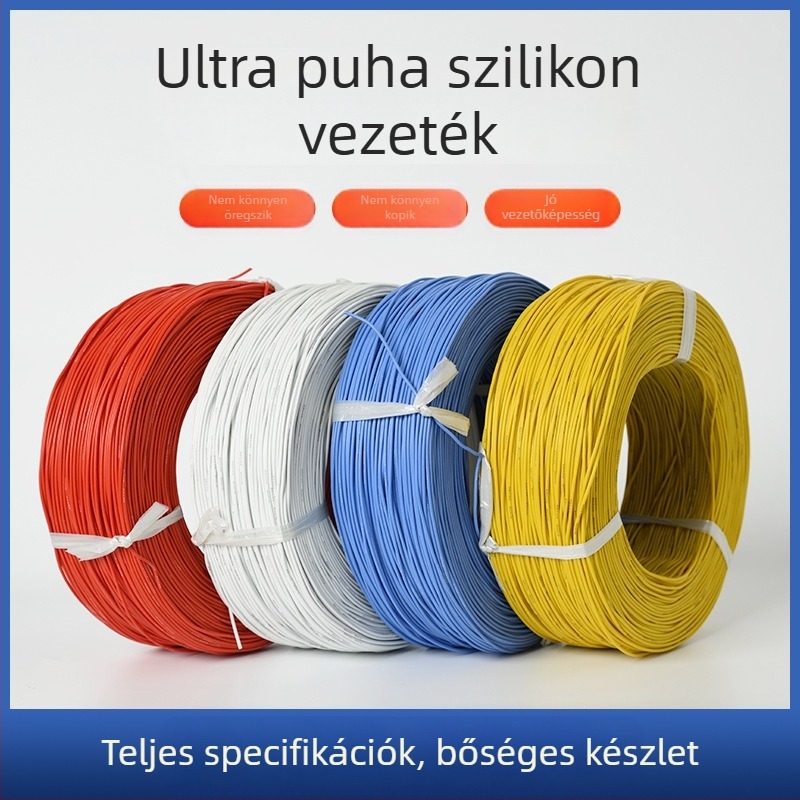 8 AWG Extra puha szilikon vezeték magas hőmérséklethez, lángálló ónzott réz, szilikon bevonattal, akkumulátor energia-tárolásához