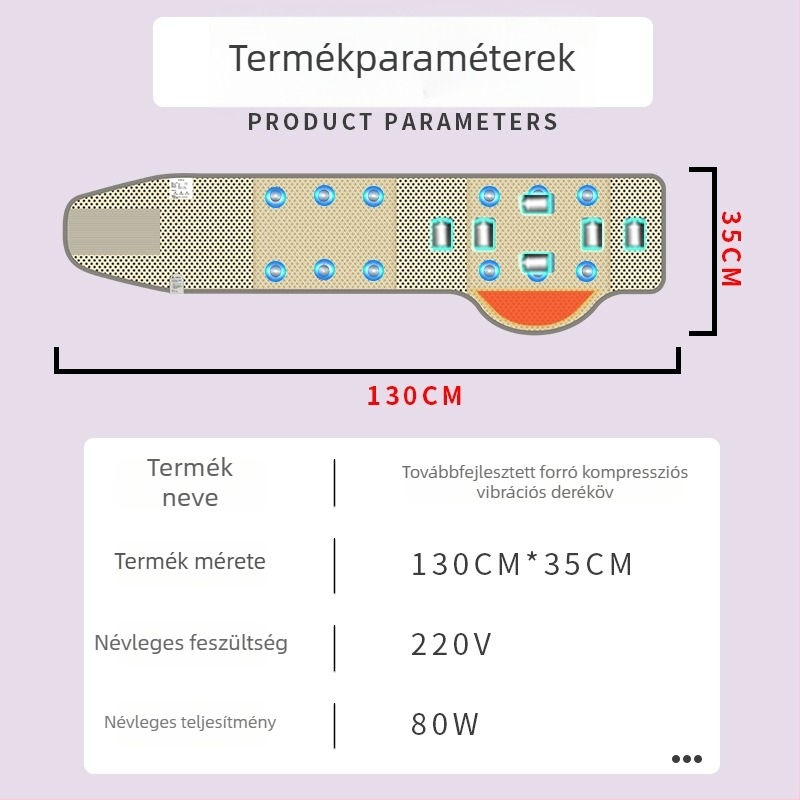 Zsírégető deréktáji öv melegítő-kompresszióval és vibrációs masszázzsal