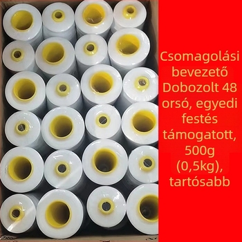 Poliészter varrócérna, 500 g, fekete-fehér, varrógépekhez, vékony szál