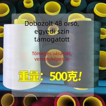 Poliészter varrócérna, 500 g, fekete-fehér, varrógépekhez, vékony szál