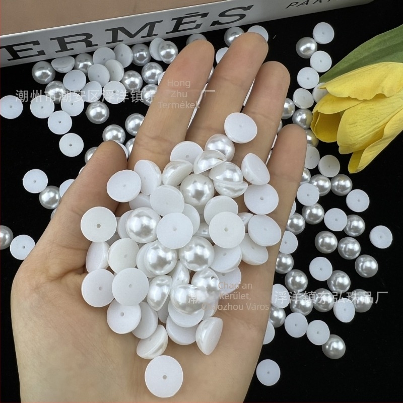 Félkör alakú ABS gyöngyök, fehér, 3–16 mm, dekoráláshoz telefon tokokon, hajdíszítéshez és DIY körömdíszítéshez