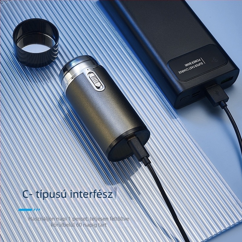 Férfiak számára tervezett elektromos borotva kettős fejjel, USB-ről tölthető, kopasz fej borotválásához