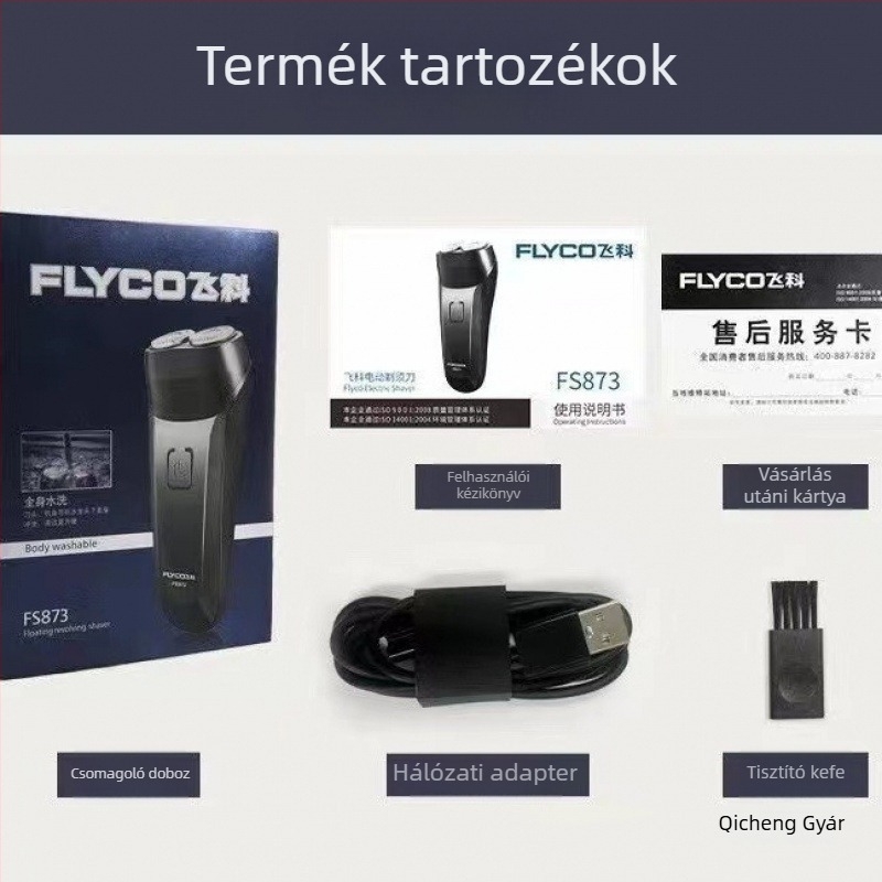 Kétfejű, újratölthető elektromos borotva, teljes testre mosható, hosszú üzemidővel és intelligens töltés kijelzővel