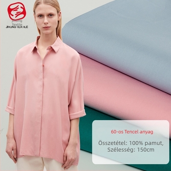 60-as pamutszövet, 100% pamut, magas sűrűség, lyocell-utánzat, sík szövés, vékony anyag női ruhákhoz és ingekhez