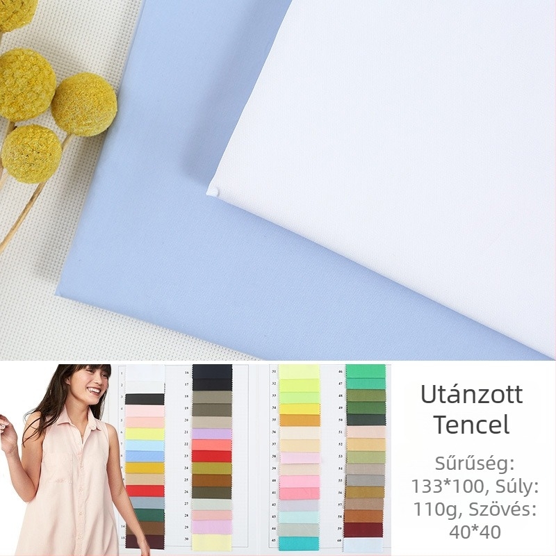 133×100 cm pamut poplin, 40s egyszerű szövésű, Tencel-szerű felület, anyag gyerekeknek, ingekhez