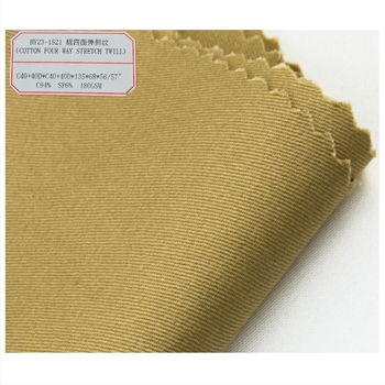 Pamut elasztikus twill nadráganyag, 180 g/m², négyirányú elasztikusság, tavasz-nyár, casual és munkaruházat