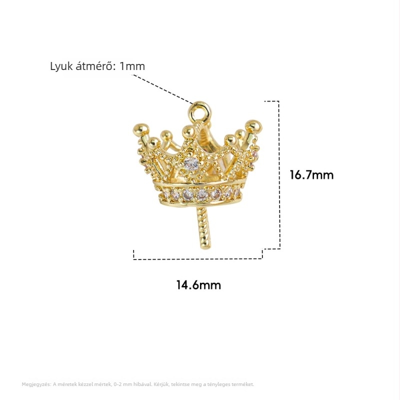 8 darab Crown Pendant kulcstartó DIY ékszerkészítéshez — eye rivets és cap studs, phone chain és bag charm