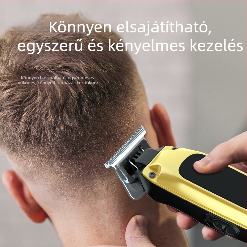 Elektromos hajvágó otthoni és fodrászati használatra, USB-töltéses, nagy teljesítményű, digitális kijelző, rozsdamentes pengék
