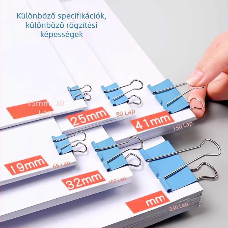 Színes fém iratklipszek hosszú farkával, dokumentumokhoz