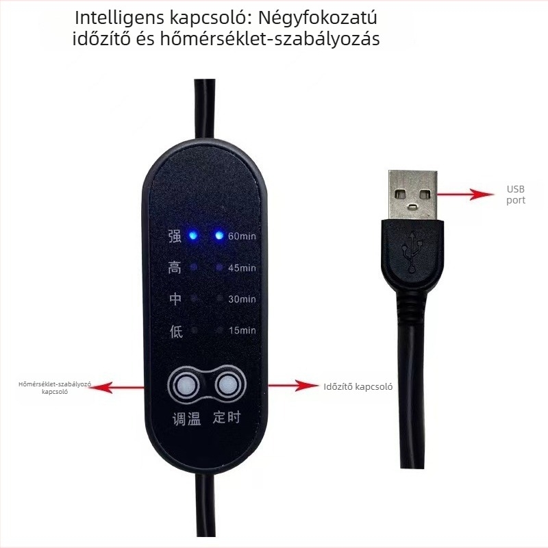 USB nyakpárna fűtőpárnával, 5V-os alacsony feszültségű, nemszőtt textil a hőterápiához