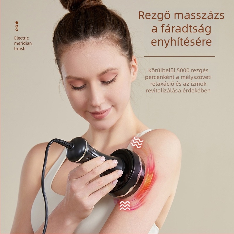 Öt elemű elektromos meridián masszázs kefével otthoni használatra – teljes test masszázs készülék