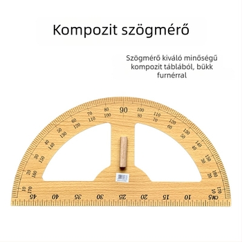Bükkfa oktatási készlet: nagy háromszögvonalzó, szögmérő és körző