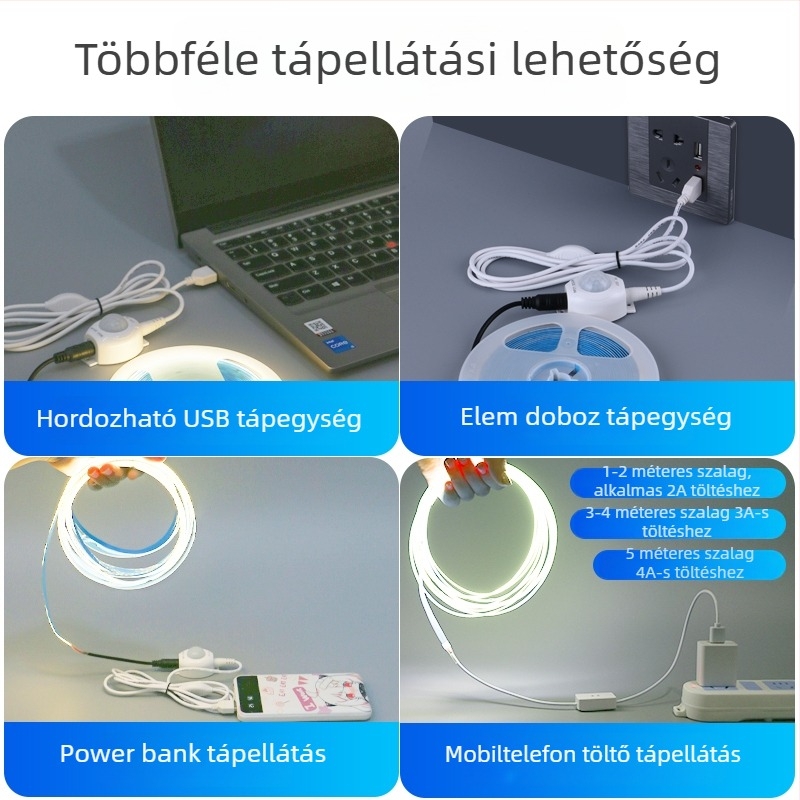 Dekoratív LED festmény öntapadós LED csíkkal, 5V USB akkumulátor doboz, kétszínű és háromszínű LED világítás