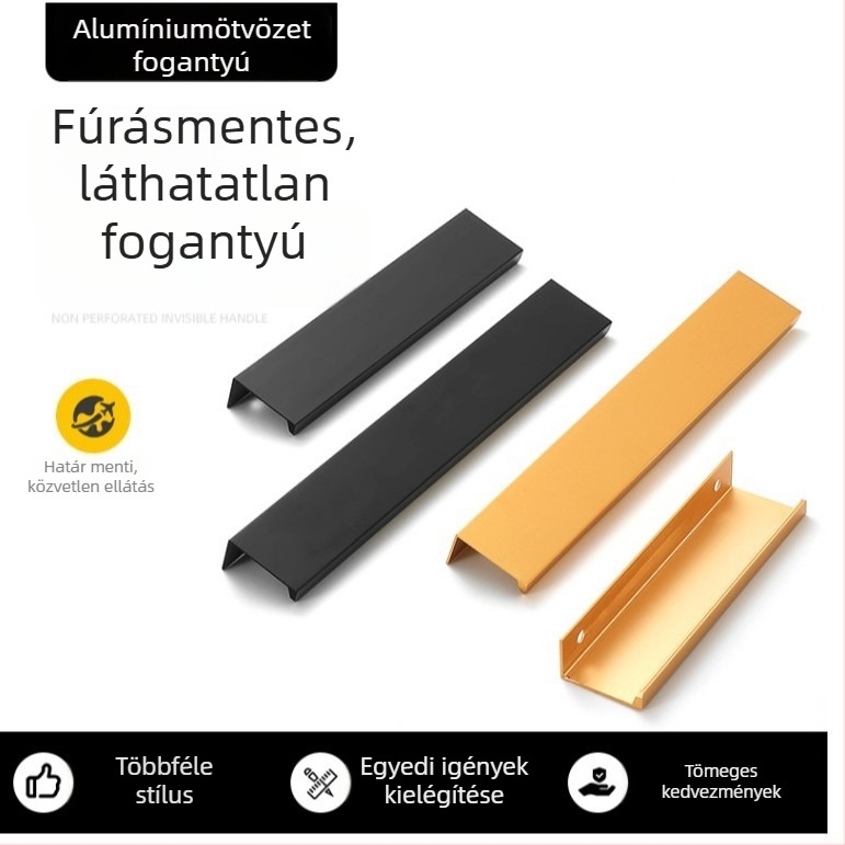 Rejtett fogantyú szekrényekhez és ruhásszekrényekhez – modern minimalista stílus, fúrás nélkül