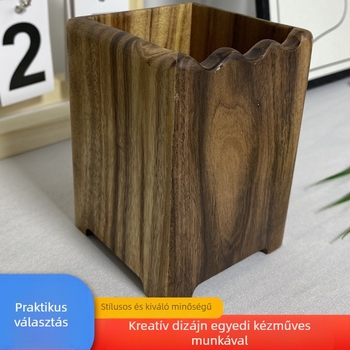 Diófából készült tolltartó – kreatív tömörfa asztali rendező és dekoráció