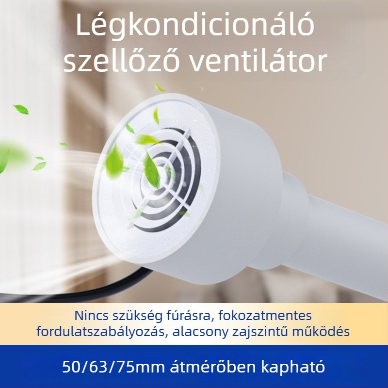 Klimaberendezés szellőztető ventillátor 75/63/50 nyílásokkal, kis hálószobába, csendes
