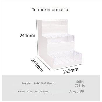 Átlátszó, több szintes toll- és irodai kellékbemutató állvány az asztalhoz, létra stílusú, méret 244×248×183 mm
