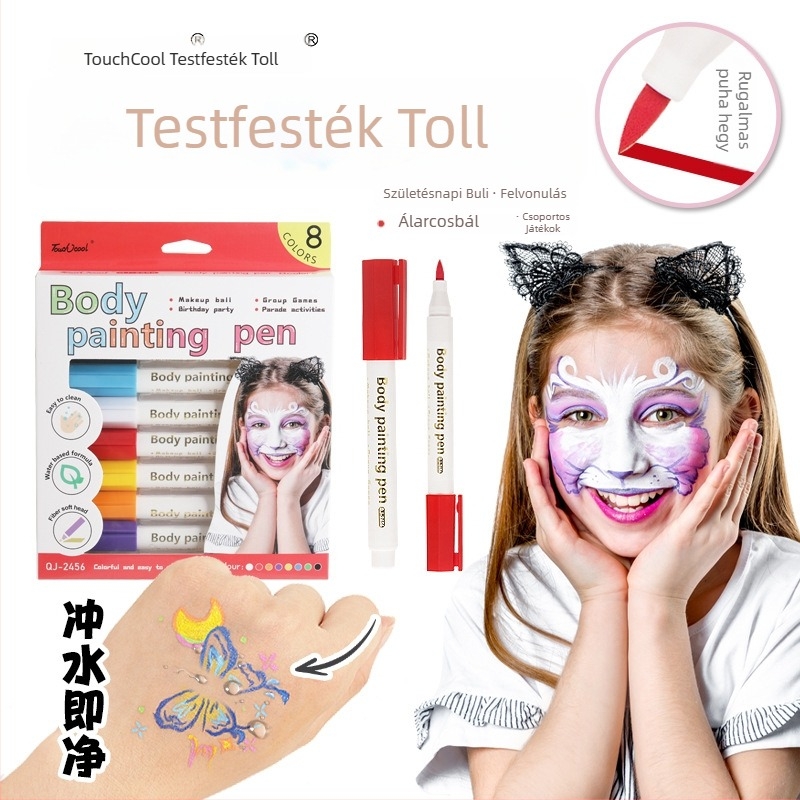 Testfestés toll, mosható tetováló toll a színpadokra és fesztiválokra, DIY arcfestés és graffiti, akril festő toll
