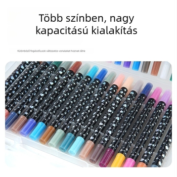 Kétoldalú fluoreszkáló kiemelő toll folyó tinta, fejlesztett két színű vastag puha heggyel – ultra-színpompás rajzmarker készlet