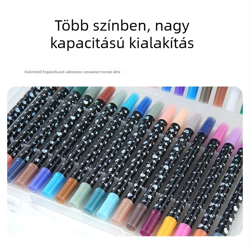 Kétoldalú fluoreszkáló kiemelő toll folyó tinta, fejlesztett két színű vastag puha heggyel – ultra-színpompás rajzmarker készlet