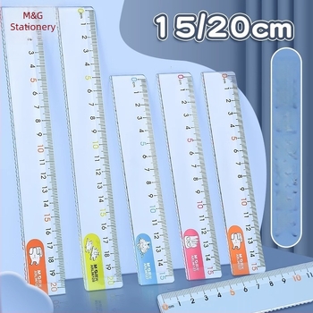 Morning & Light – nyuszi lógó fülekkel, 15 cm egyenes vonalzó és 20 cm hullámos vonalzó, színes rajzfilm vonalzó gyerekeknek és diákoknak (Model 96127)