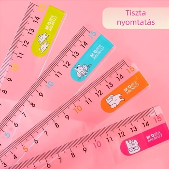 Morning & Light – nyuszi lógó fülekkel, 15 cm egyenes vonalzó és 20 cm hullámos vonalzó, színes rajzfilm vonalzó gyerekeknek és diákoknak (Model 96127)