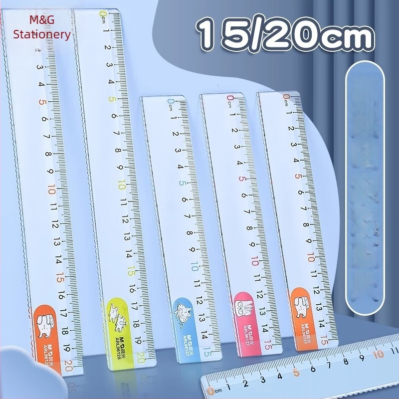 Morning & Light – nyuszi lógó fülekkel, 15 cm egyenes vonalzó és 20 cm hullámos vonalzó, színes rajzfilm vonalzó gyerekeknek és diákoknak (Model 96127)