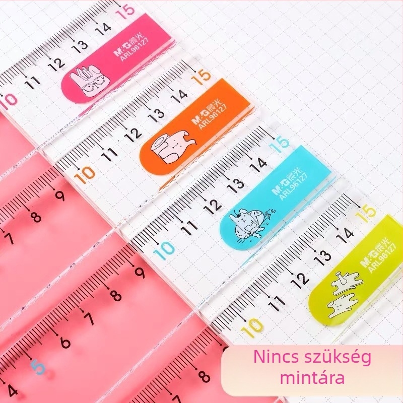 Morning & Light – nyuszi lógó fülekkel, 15 cm egyenes vonalzó és 20 cm hullámos vonalzó, színes rajzfilm vonalzó gyerekeknek és diákoknak (Model 96127)