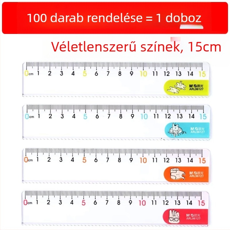 Morning & Light – nyuszi lógó fülekkel, 15 cm egyenes vonalzó és 20 cm hullámos vonalzó, színes rajzfilm vonalzó gyerekeknek és diákoknak (Model 96127)