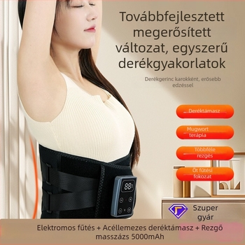 Vibrációs masszázsöv fűtési funkcióval – elektromos derékmelegítő acéllemez-támasztással