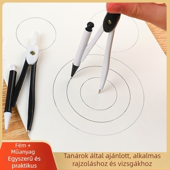  Toll formájú körző két darabos készlet 0,7 mm-es visszahúzható töltővel, középiskolások számára, PP tároló dobozban