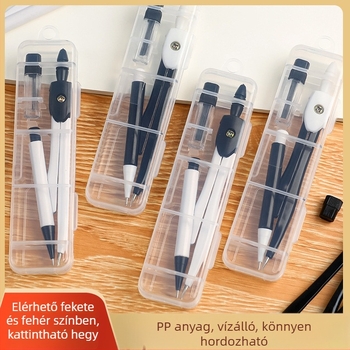  Toll formájú körző két darabos készlet 0,7 mm-es visszahúzható töltővel, középiskolások számára, PP tároló dobozban
