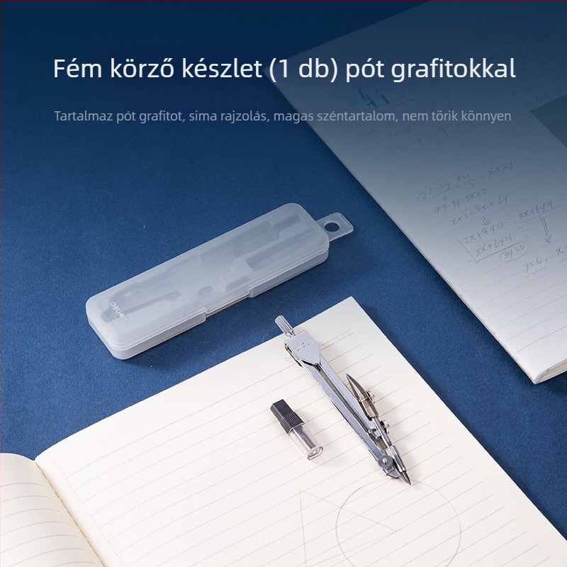 Deli 8601 Körző készlet diákoknak és mérnöki rajzhoz, professzionális rajzeszköz, fémes megjelenés
