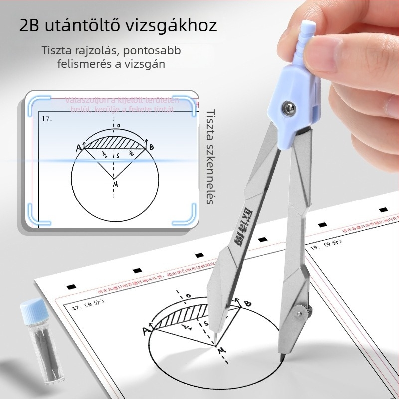 Diákoknak szánt körző- és vonalzó készlet, 9 részes alumínium ötvözetű rajzeszközök