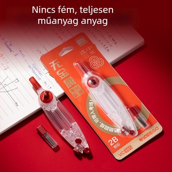 DELI VC985 fémmentes vizsgakörző, átlátszó testtel, tartalék 2B grafitbetéttel, forgó zár és függőleges láb
