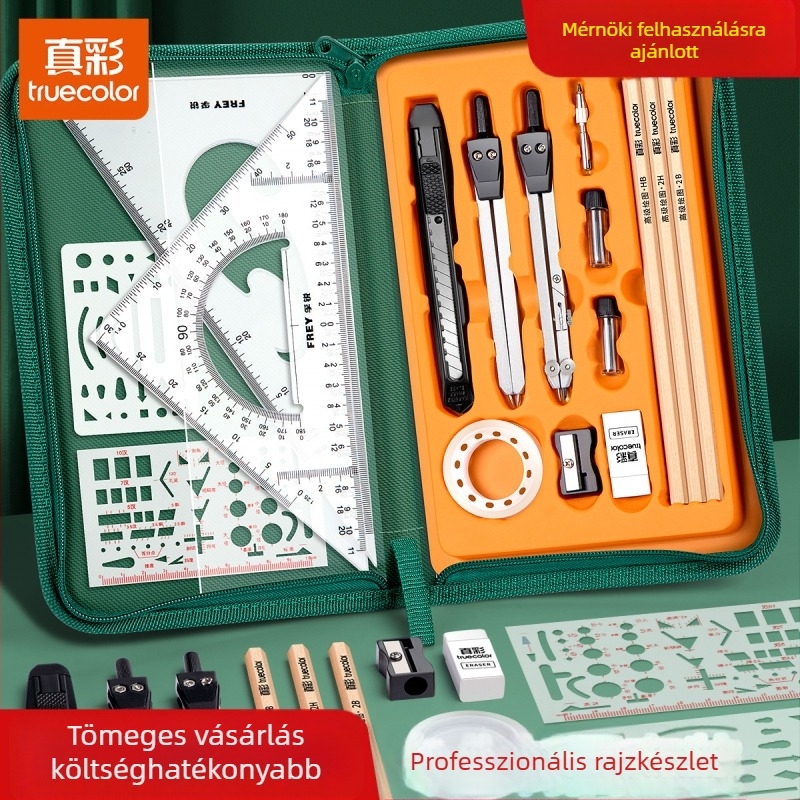 23 darabos mechanikus rajzkészlet civil mérnöki és építészeti rajzhoz