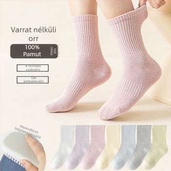 Gyermek zokni ősz-tél, középhosszú, egyszínű, függőleges csíkokkal, sportos, sokoldalú, pamutból, elasztikus szegéllyel