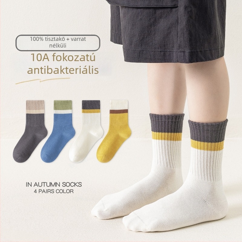 2025 őszi-téli gyerek zokni, A osztály, 100% pamut, antibakteriális, légáteresztő, izzadságot felszívó sportzokni középmagas, 3–8 éveseknek