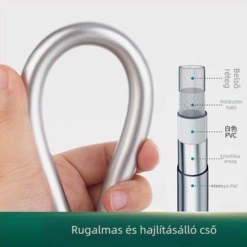Ragyogó ezüst PVC zuhanycső, megerősített, anti-tekeredés, robbanásbiztos, öt rétegű bemeneti cső a fürdőszobai vízmelegítőhöz