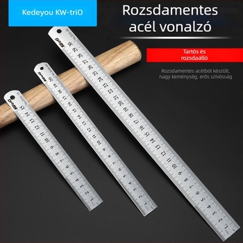 50 cm rozsdamentes acél vonalzó, dupla oldalú skála, faipari célokra, iroda és iskola számára
