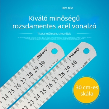 50 cm rozsdamentes acél vonalzó, dupla oldalú skála, faipari célokra, iroda és iskola számára
