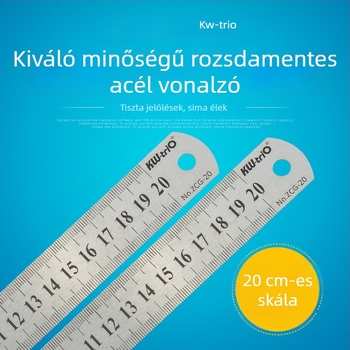 50 cm rozsdamentes acél vonalzó, dupla oldalú skála, faipari célokra, iroda és iskola számára