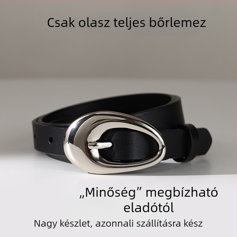 Női bőr öv amerikai retro stílusú sötét csillag dekorációval, 2-4 cm szélesség, egy méret, 2025 tavasz