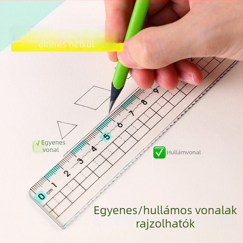 20 cm-es 4 részes vonalzó készlet csatos tokban – tartalmaz egyenes vonalzó, set square és protractor