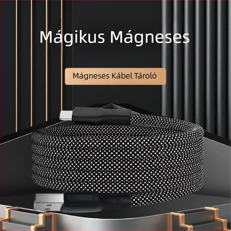 Mágneses töltő- és adatátviteli kábel Lightning és USB-C csatlakozókkal, fonott kivitel, 0,5–1 m, gyors töltés iPhone 15 és Android eszközökhöz