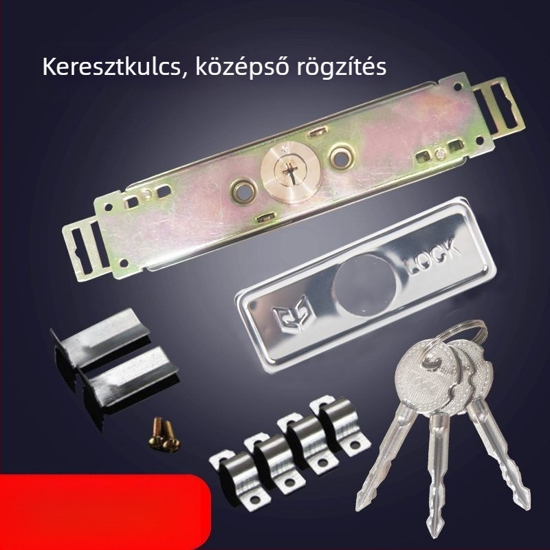 Univerzális redőnyzár garázs ajtókhoz, keresztezett anti-lopás dizájn és réz maggal, középső alsó nyitás