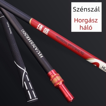 HUANSHENG Szénszálas teleszkópos hálóbot állítható pozícionálással, kettős használat, ultra könnyű, 2,1 m