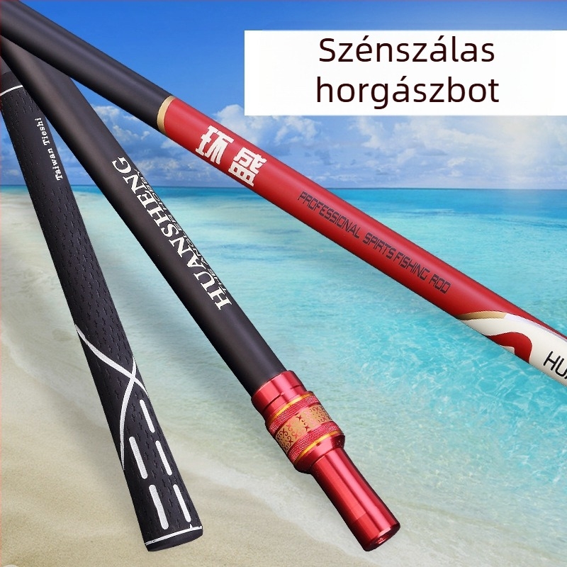HUANSHENG Szénszálas teleszkópos hálóbot állítható pozícionálással, kettős használat, ultra könnyű, 2,1 m