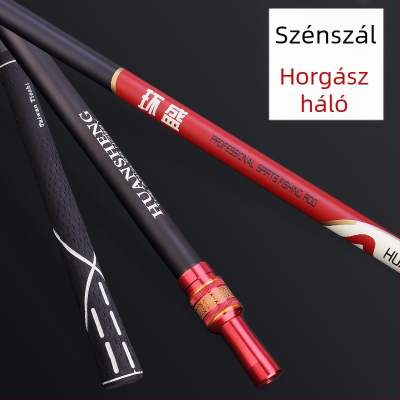 HUANSHENG Szénszálas teleszkópos hálóbot állítható pozícionálással, kettős használat, ultra könnyű, 2,1 m