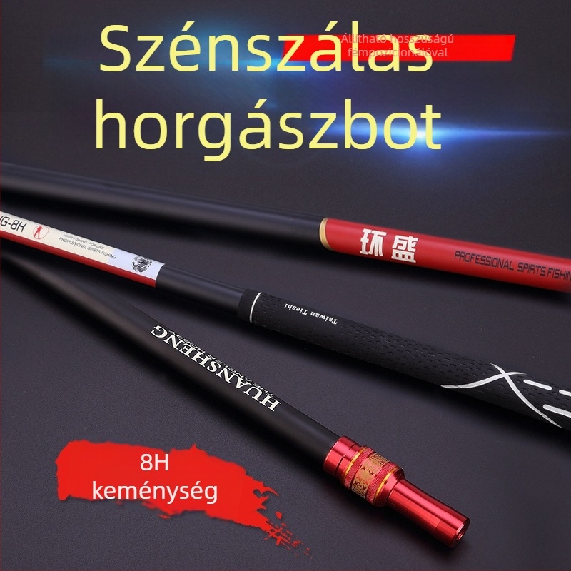 HUANSHENG Szénszálas teleszkópos hálóbot állítható pozícionálással, kettős használat, ultra könnyű, 2,1 m